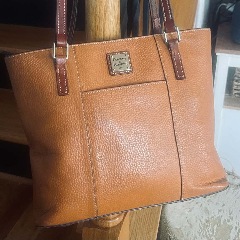 Dooney And Bourke Lexington Shopper Pebbled Leather Shoulder Tote Bag Camel Tan - Picture 4 of 16